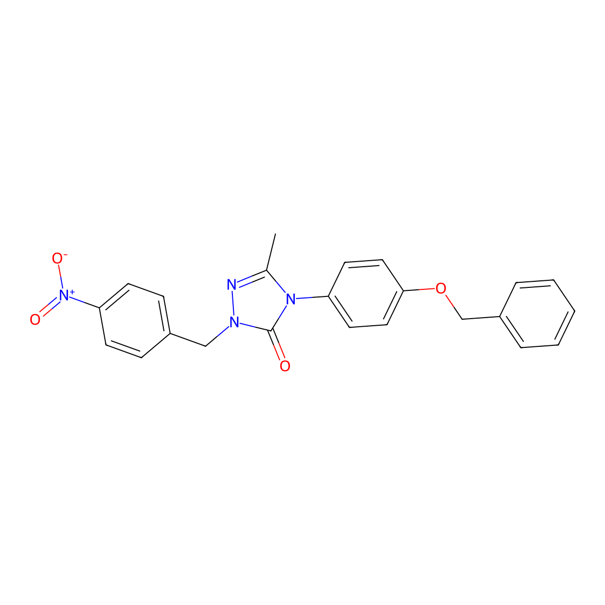 4-[4-(benzyloxy)phenyl]-5-methyl-2-(4-nitrobenzyl)-2,4-dihydro-3H-1,2,4-triazol-3-one molecular structure, CAS 860786-69-2