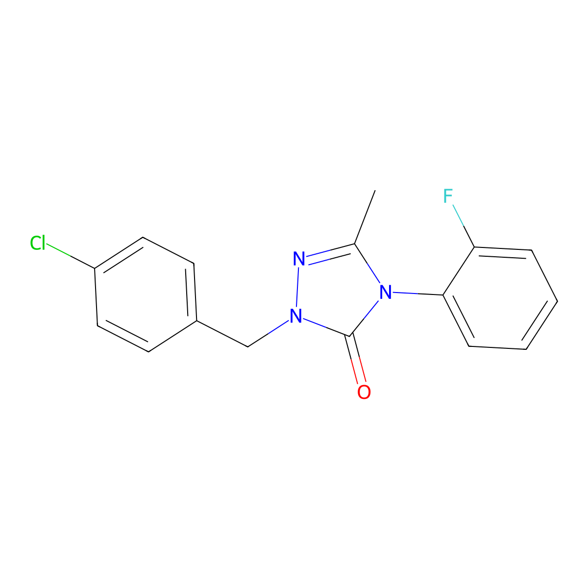 2-(4-chlorobenzyl)-4-(2-fluorophenyl)-5-methyl-2,4-dihydro-3H-1,2,4-triazol-3-one molecular structure, CAS 860786-72-7
