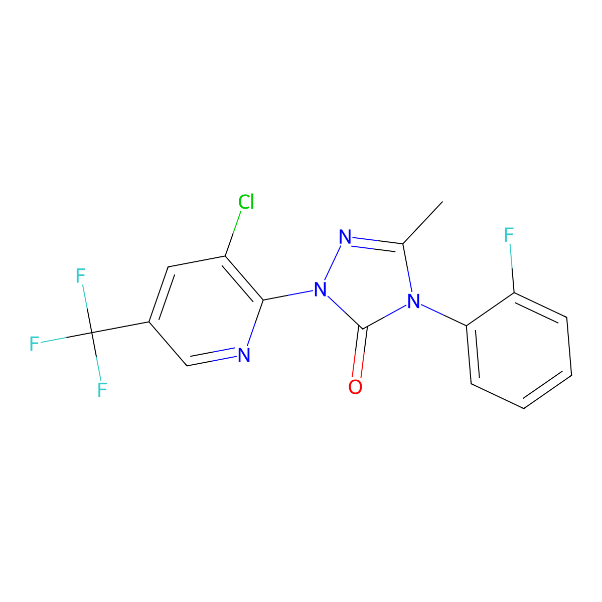 2-[3-chloro-5-(trifluoromethyl)-2-pyridinyl]-4-(2-fluorophenyl)-5-methyl-2,4-dihydro-3H-1,2,4-triazol-3-one molecular structure, CAS 860786-73-8