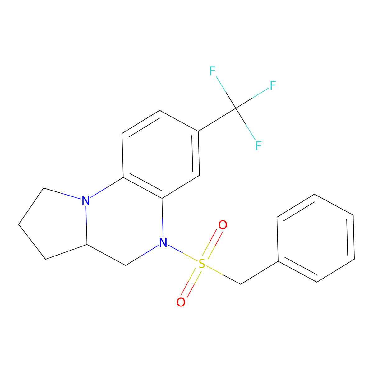 5-(Benzylsulfonyl)-7-(trifluoromethyl)-1,2,3,3a,4,5-hexahydropyrrolo[1,2-a]quinoxaline molecular structure, CAS 860786-77-2