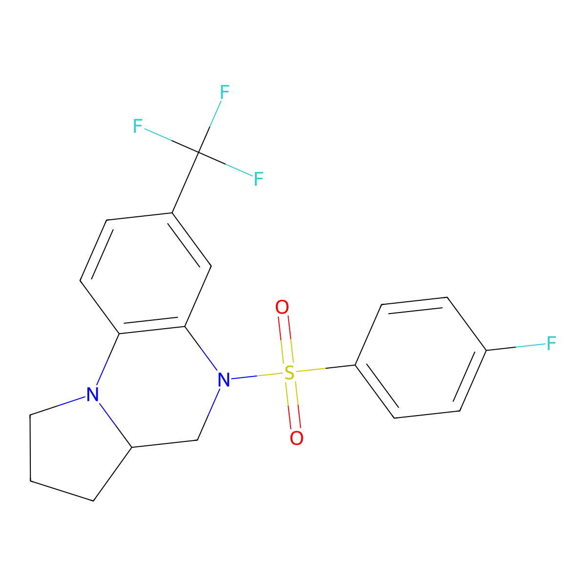 5-[(4-Fluorophenyl)sulfonyl]-7-(trifluoromethyl)-1,2,3,3a,4,5-hexahydropyrrolo[1,2-a]quinoxaline molecular structure, CAS 860786-78-3