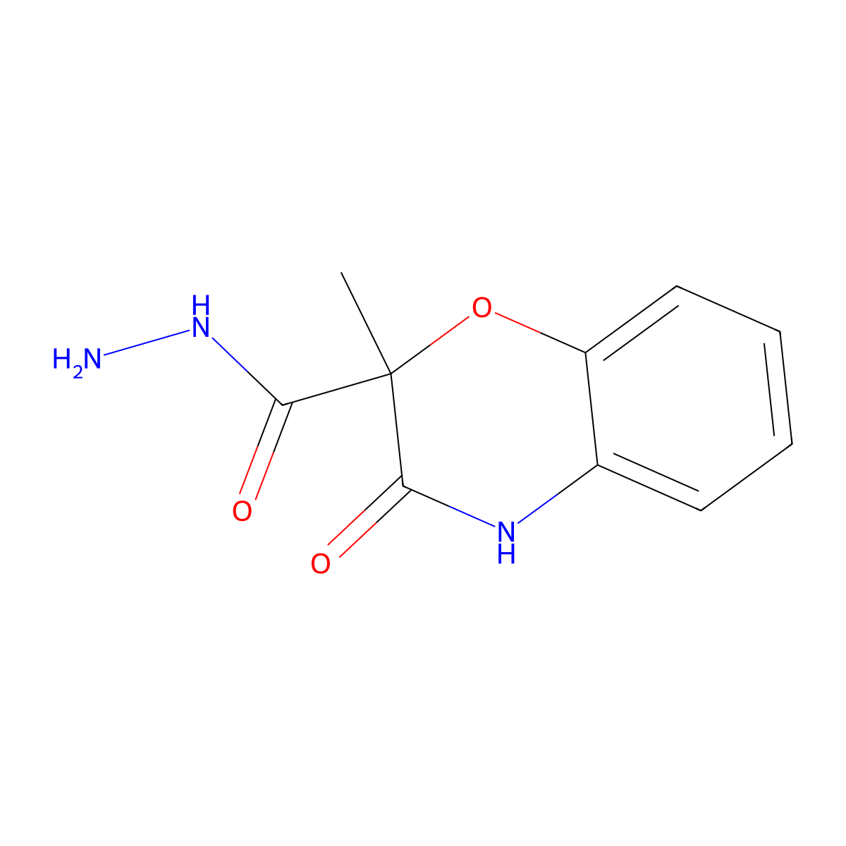 2-methyl-3-oxo-3,4-dihydro-2H-1,4-benzoxazine-2-carbohydrazide molecular structure, CAS 860786-80-7