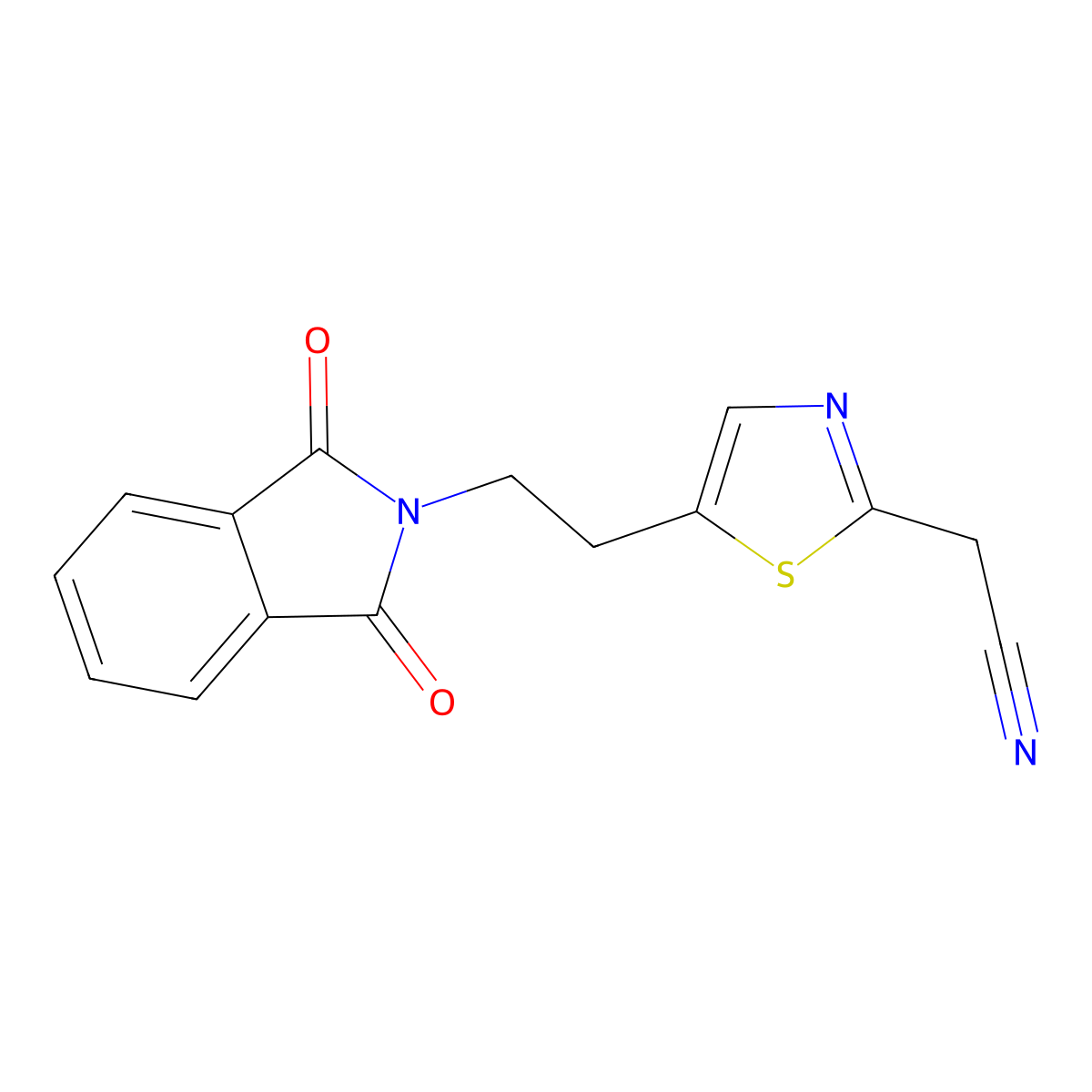 2-{5-[2-(1,3-dioxo-1,3-dihydro-2H-isoindol-2-yl)ethyl]-1,3-thiazol-2-yl}acetonitrile molecular structure, CAS 860786-82-9