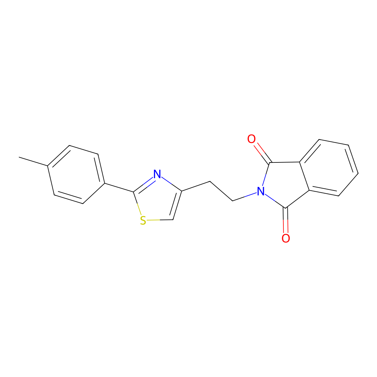 2-{2-[2-(4-methylphenyl)-1,3-thiazol-4-yl]ethyl}-1H-isoindole-1,3(2H)-dione molecular structure, CAS 860786-87-4
