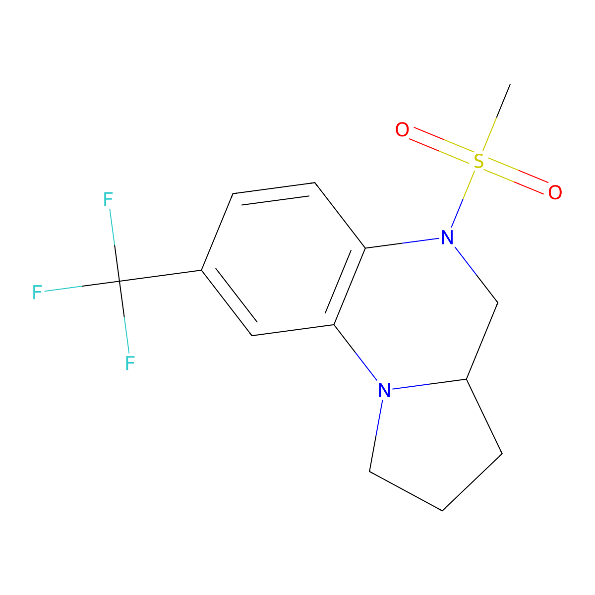 5-(Methylsulfonyl)-8-(trifluoromethyl)-1,2,3,3a,4,5-hexahydropyrrolo[1,2-a]quinoxaline molecular structure, CAS 860786-90-9