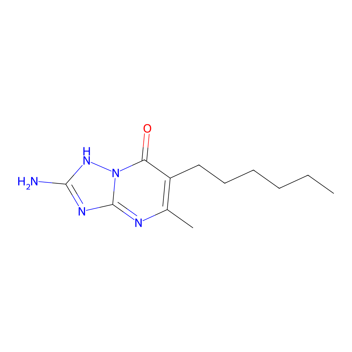 2-Amino-6-hexyl-5-methyl[1,2,4]triazolo[1,5-a]pyrimidin-7-ol molecular structure, CAS 860786-98-7