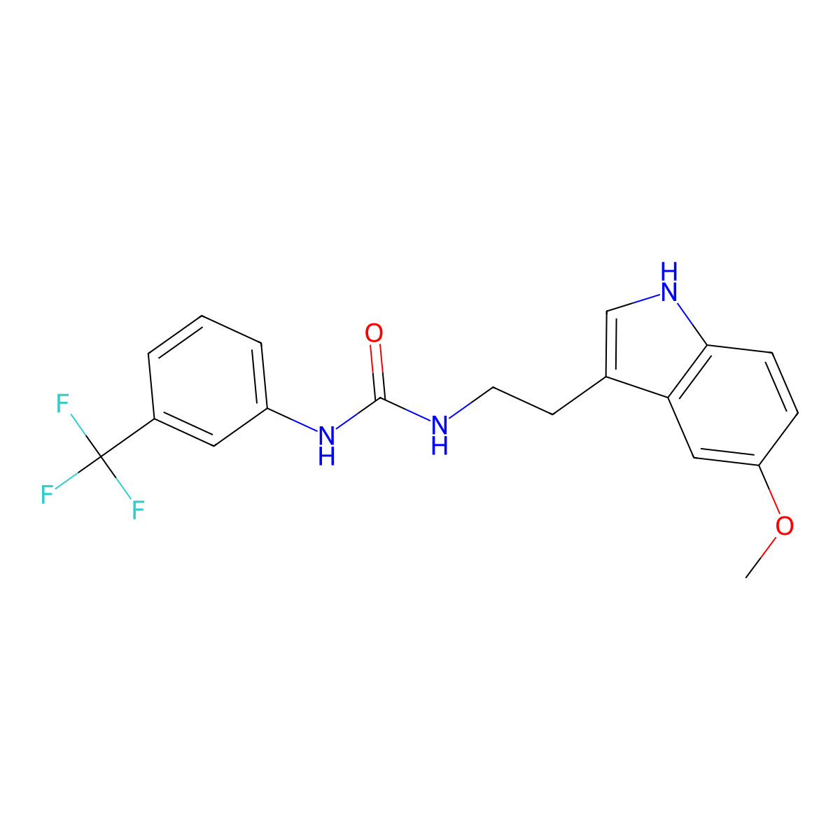 N-[2-(5-methoxy-1H-indol-3-yl)ethyl]-N'-[3-(trifluoromethyl)phenyl]urea molecular structure, CAS 860786-99-8