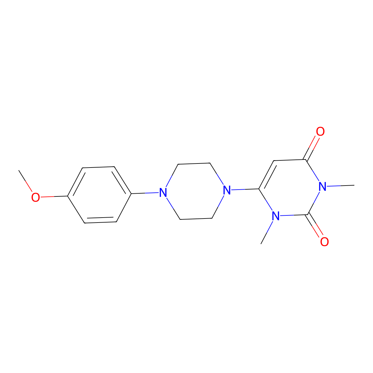 6-[4-(4-methoxyphenyl)piperazino]-1,3-dimethyl-2,4(1H,3H)-pyrimidinedione molecular structure, CAS 860787-02-6