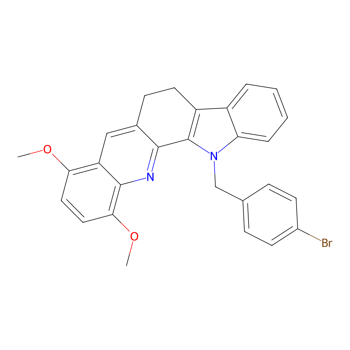 13-(4-bromobenzyl)-8,11-dimethoxy-6,13-dihydro-5H-indolo[3,2-c]acridine molecular structure, CAS 860787-06-0