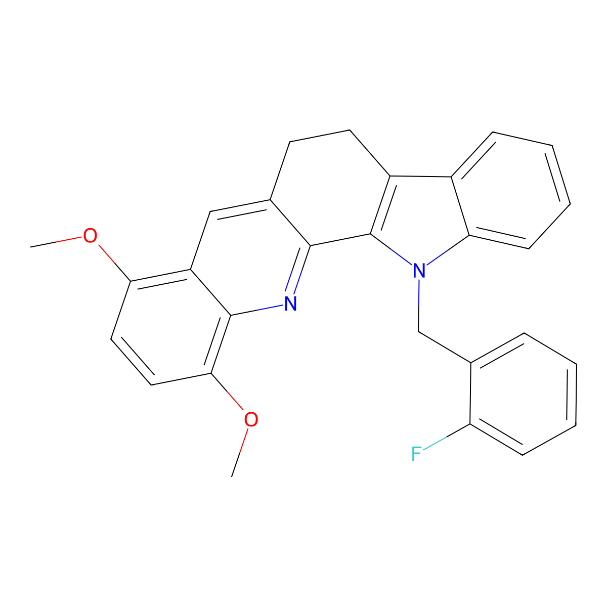13-(2-fluorobenzyl)-8,11-dimethoxy-6,13-dihydro-5H-indolo[3,2-c]acridine molecular structure, CAS 860787-08-2
