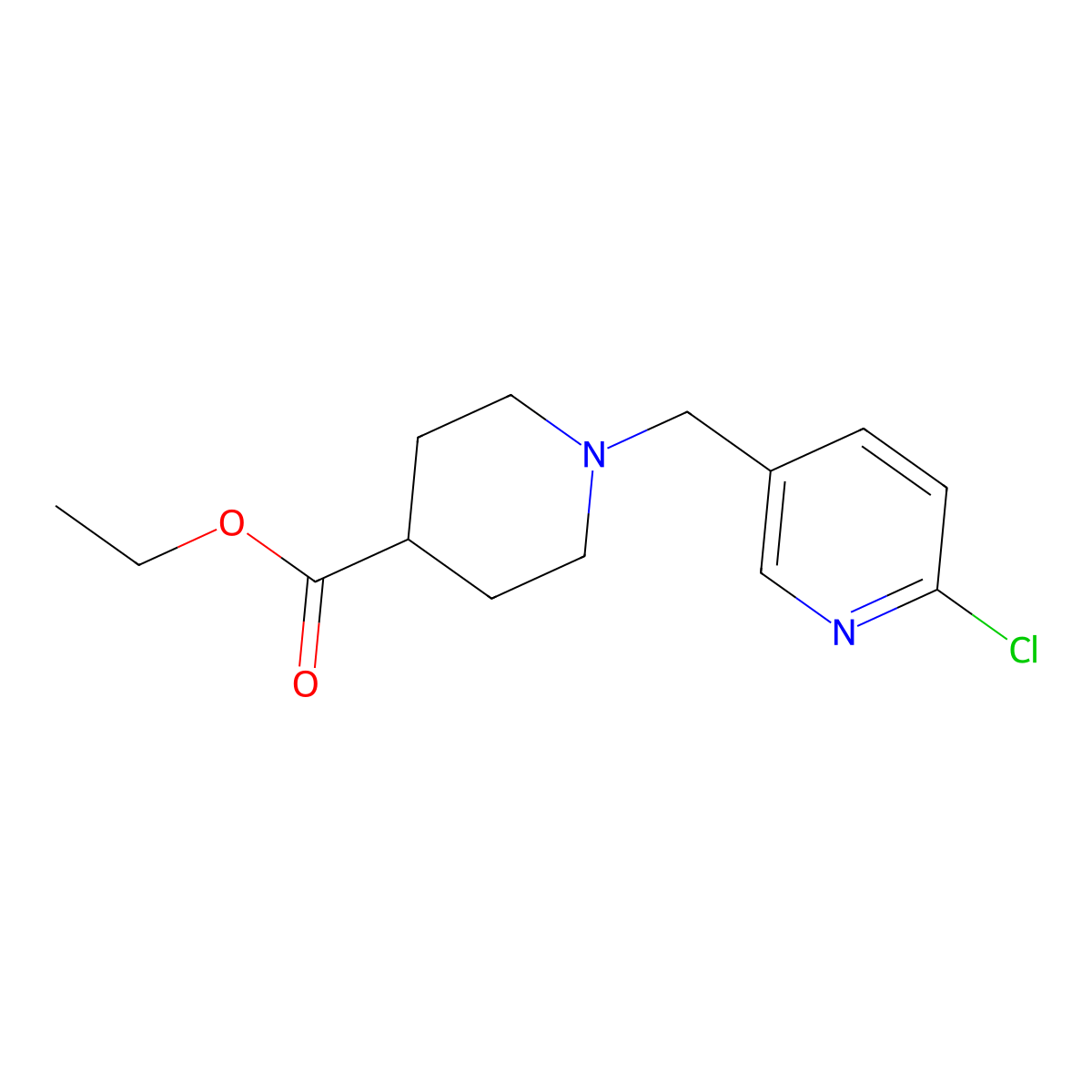 Ethyl 1-[(6-chloro-3-pyridinyl)methyl]-4-piperidinecarboxylate molecular structure, CAS 860787-11-7