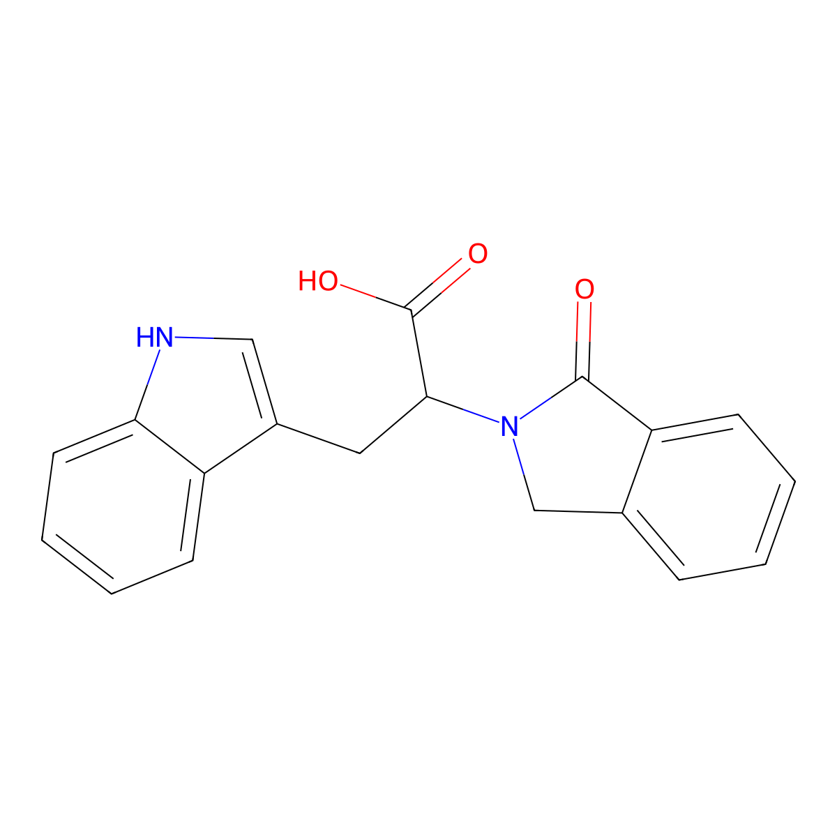 3-(1H-indol-3-yl)-2-(1-oxo-1,3-dihydro-2H-isoindol-2-yl)propanoic acid molecular structure, CAS 860787-13-9