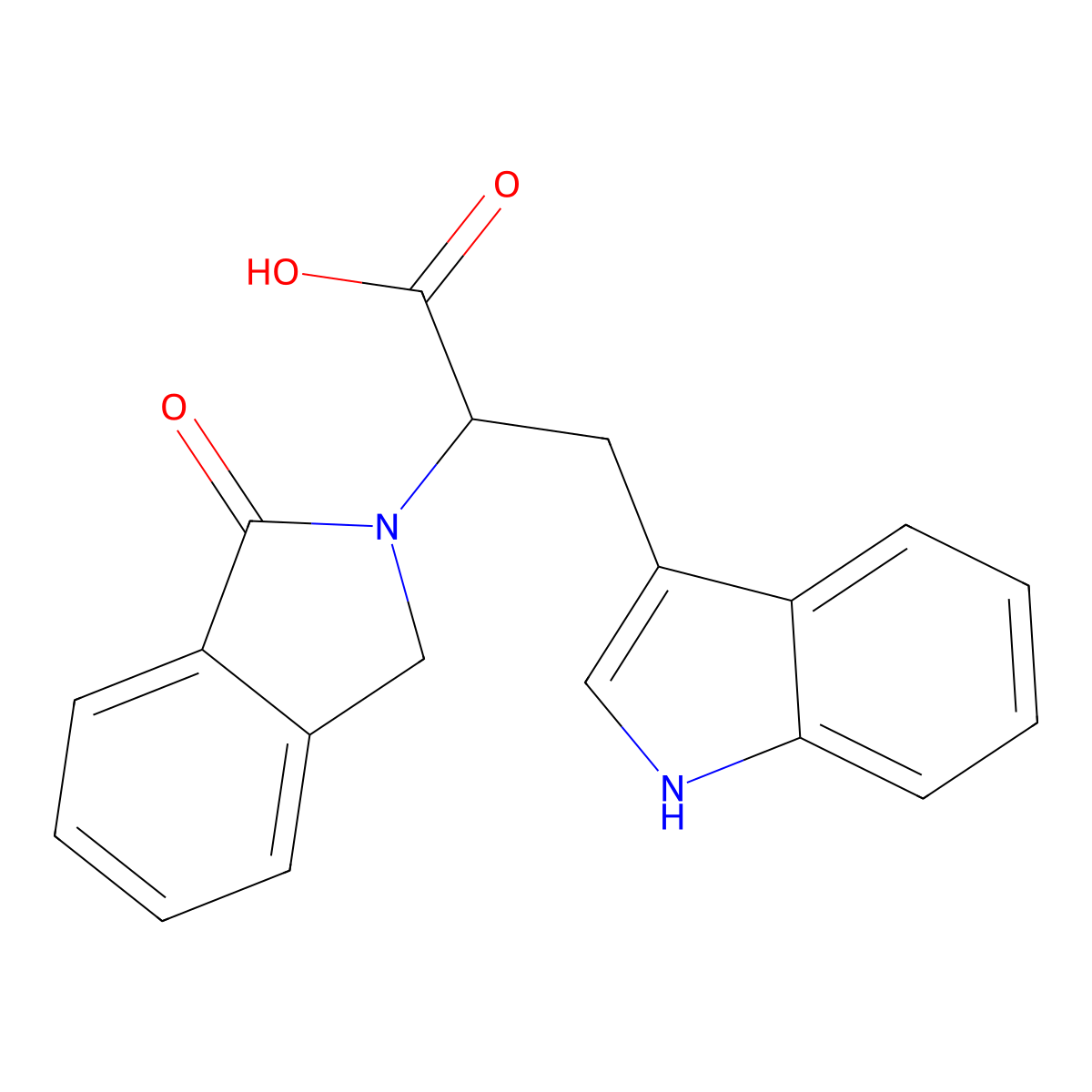 3-(1H-indol-3-yl)-2-(1-oxo-1,3-dihydro-2H-isoindol-2-yl)propanoic acid molecular structure, CAS 860787-13-9