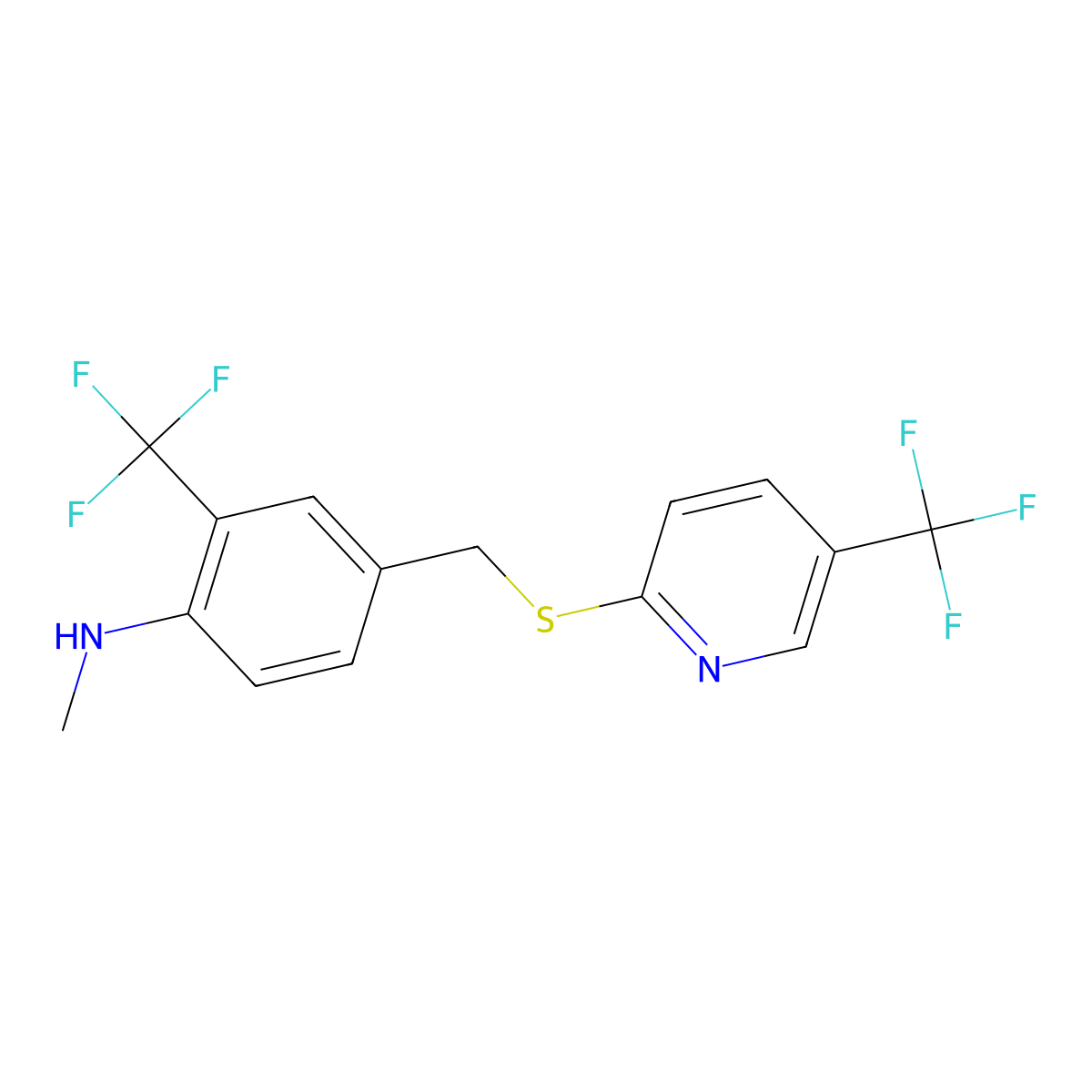 N-methyl-2-(trifluoromethyl)-4-({[5-(trifluoromethyl)-2-pyridinyl]sulfanyl}methyl)aniline molecular structure, CAS 860787-24-2