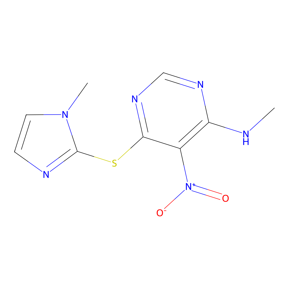 N-methyl-6-[(1-methyl-1H-imidazol-2-yl)sulfanyl]-5-nitro-4-pyrimidinamine molecular structure, CAS 860787-31-1