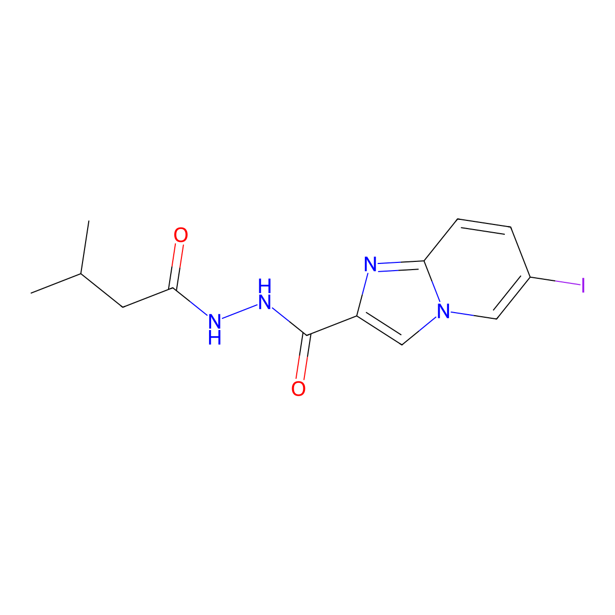 6-iodo-N'-(3-methylbutanoyl)imidazo[1,2-a]pyridine-2-carbohydrazide molecular structure, CAS 860787-44-6