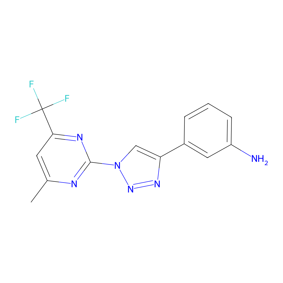 3-{1-[4-methyl-6-(trifluoromethyl)-2-pyrimidinyl]-1H-1,2,3-triazol-4-yl}aniline molecular structure, CAS 860787-47-9