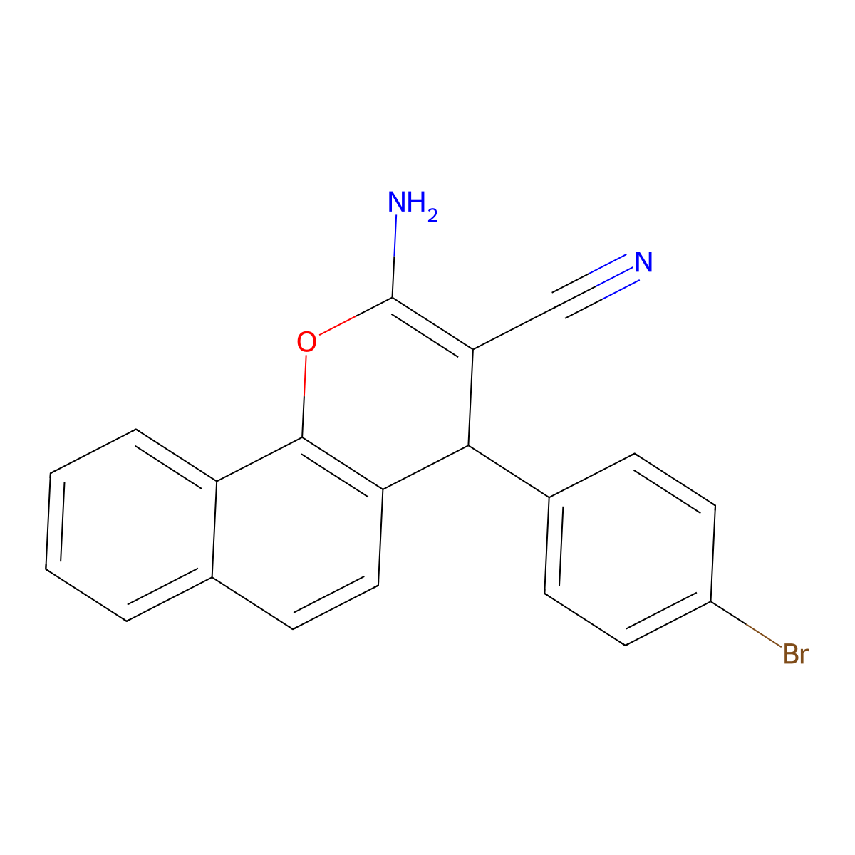 2-amino-4-(4-bromophenyl)-4H-benzo[h]chromene-3-carbonitrile molecular structure, CAS 860787-48-0