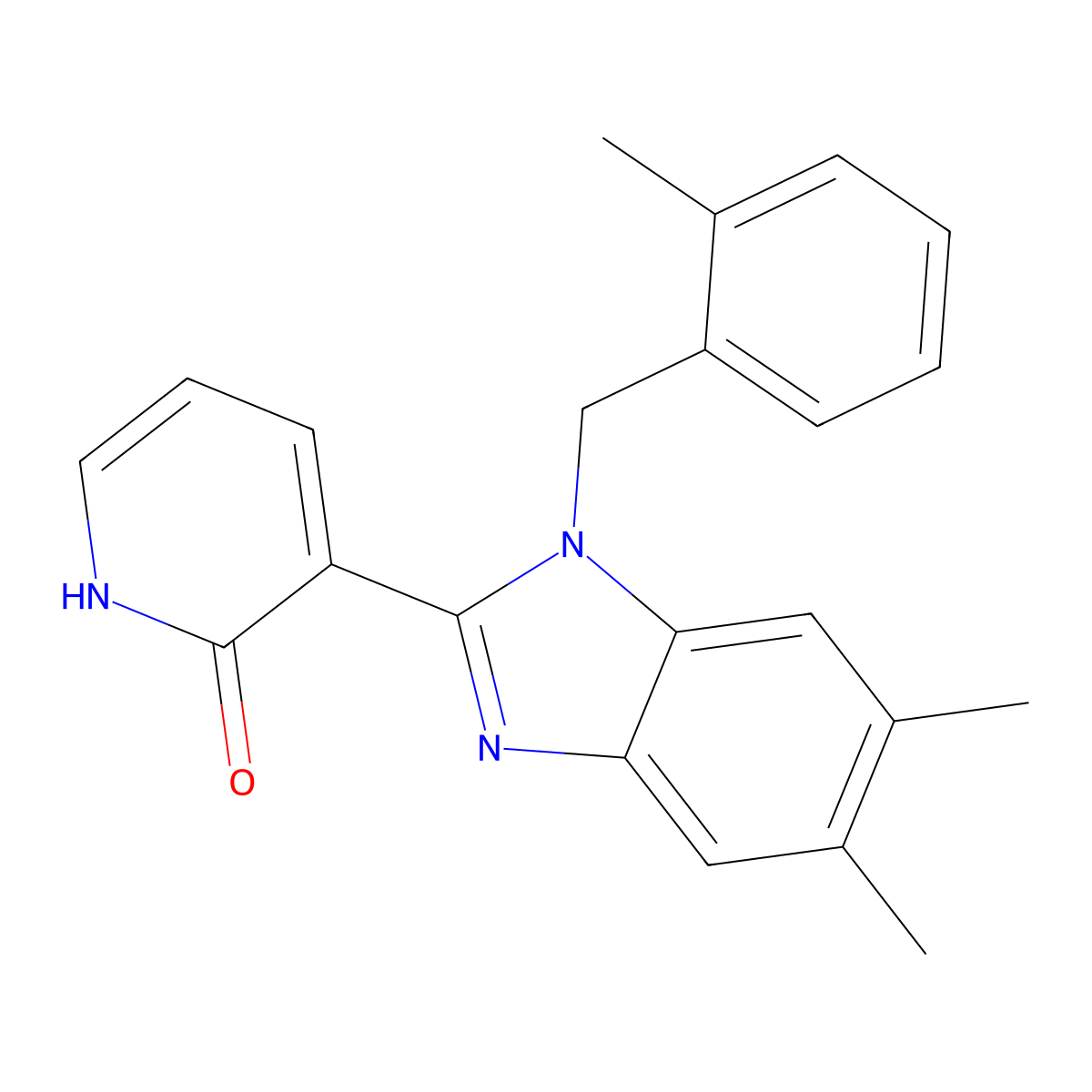 3-[5,6-dimethyl-1-(2-methylbenzyl)-1H-1,3-benzimidazol-2-yl]-2(1H)-pyridinone molecular structure, CAS 860787-66-2