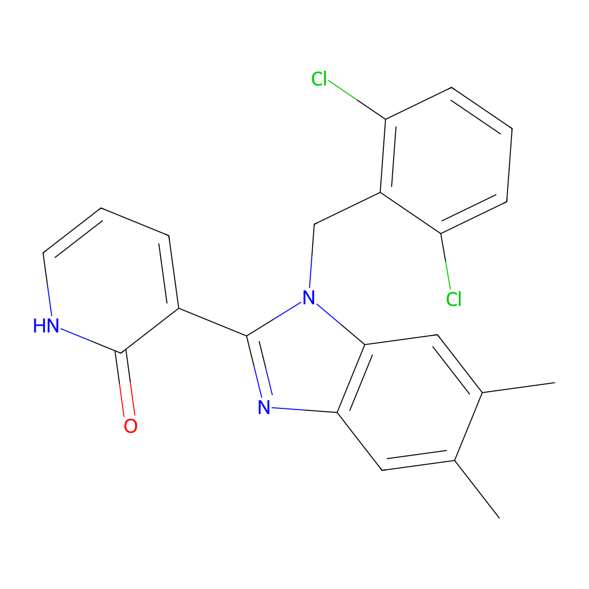 3-[1-(2,6-dichlorobenzyl)-5,6-dimethyl-1H-1,3-benzimidazol-2-yl]-2(1H)-pyridinone molecular structure, CAS 860787-67-3