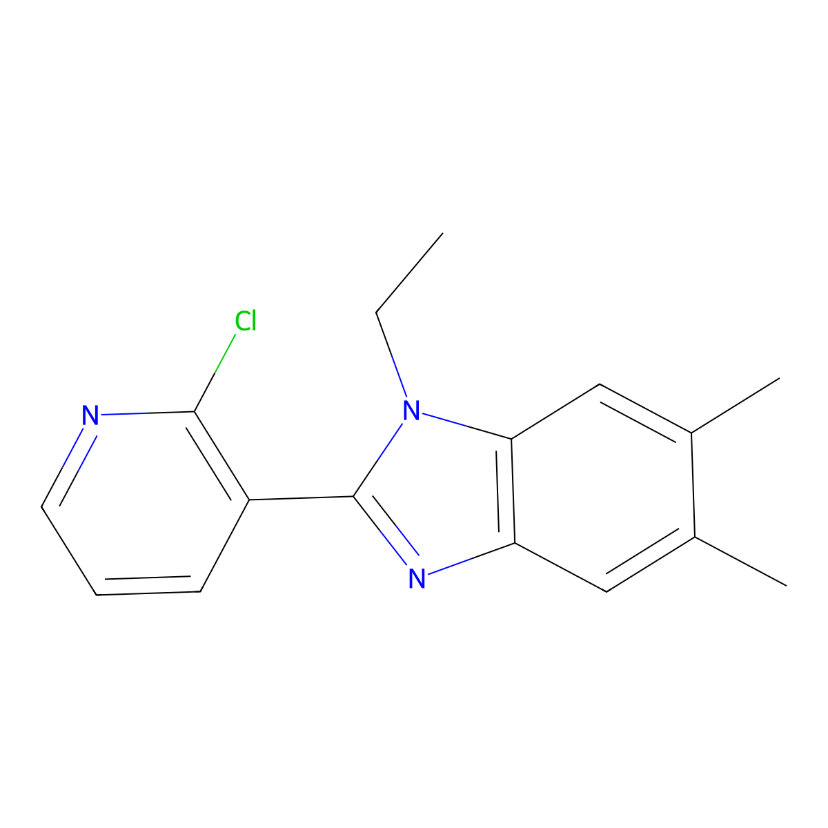 2-(2-chloro-3-pyridinyl)-1-ethyl-5,6-dimethyl-1H-1,3-benzimidazole molecular structure, CAS 860787-71-9