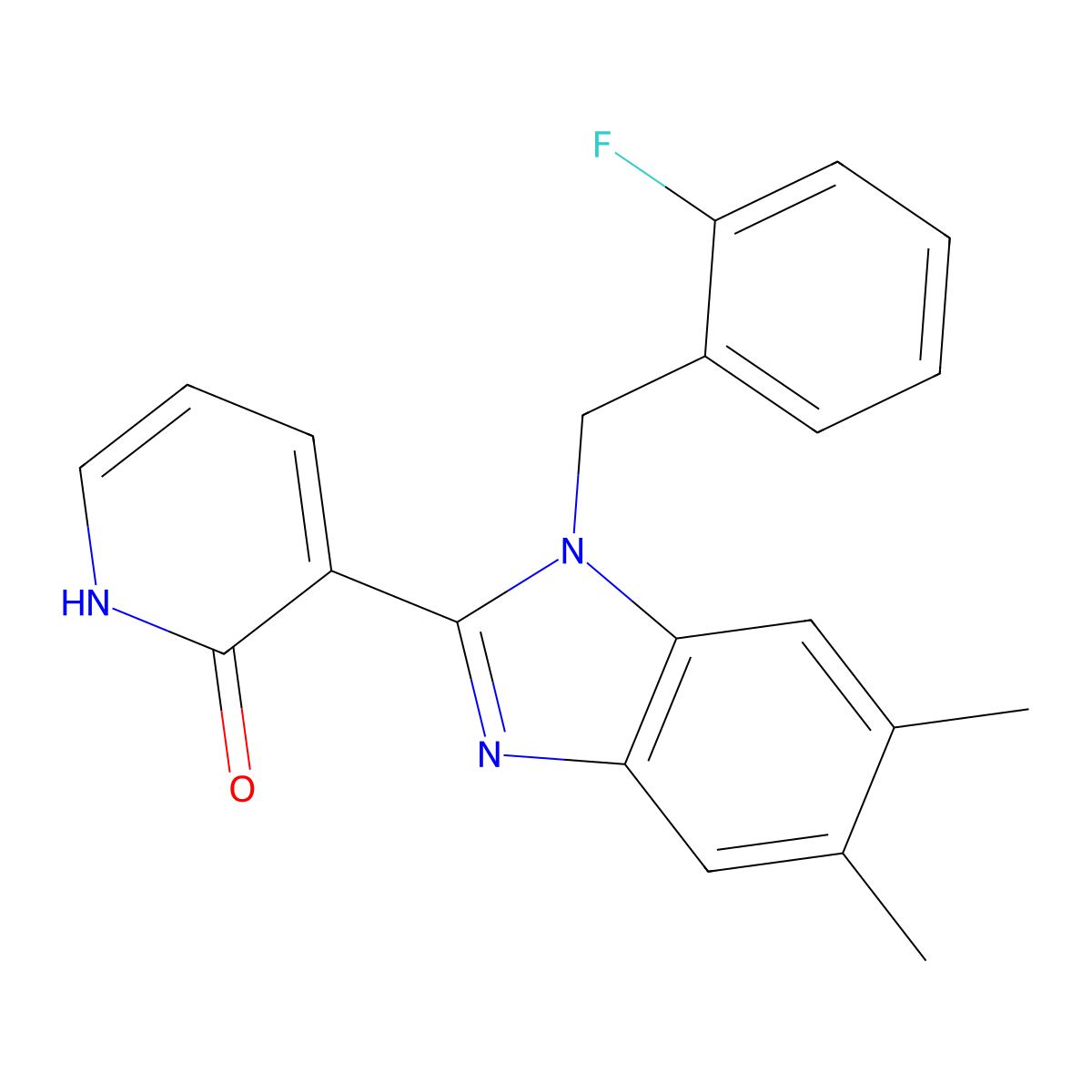 3-[1-(2-fluorobenzyl)-5,6-dimethyl-1H-1,3-benzimidazol-2-yl]-2(1H)-pyridinone molecular structure, CAS 860787-73-1