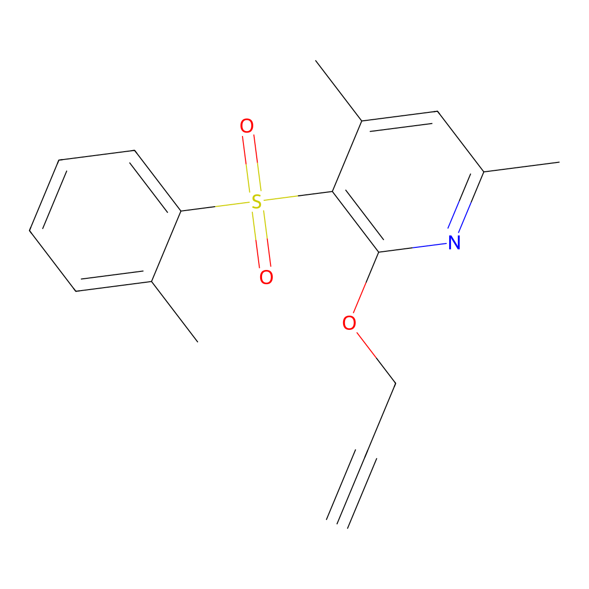 4,6-Dimethyl-3-[(2-methylphenyl)sulfonyl]-2-(2-propynyloxy)pyridine molecular structure, CAS 860787-76-4
