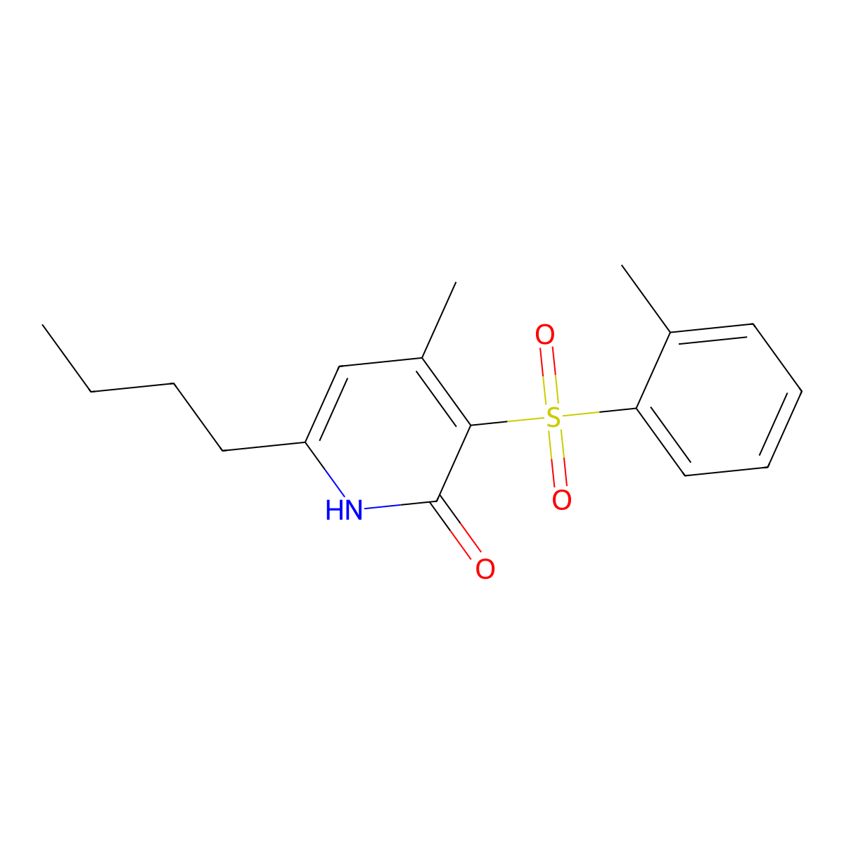 6-butyl-4-methyl-3-[(2-methylphenyl)sulfonyl]-2(1H)-pyridinone molecular structure, CAS 860787-80-0