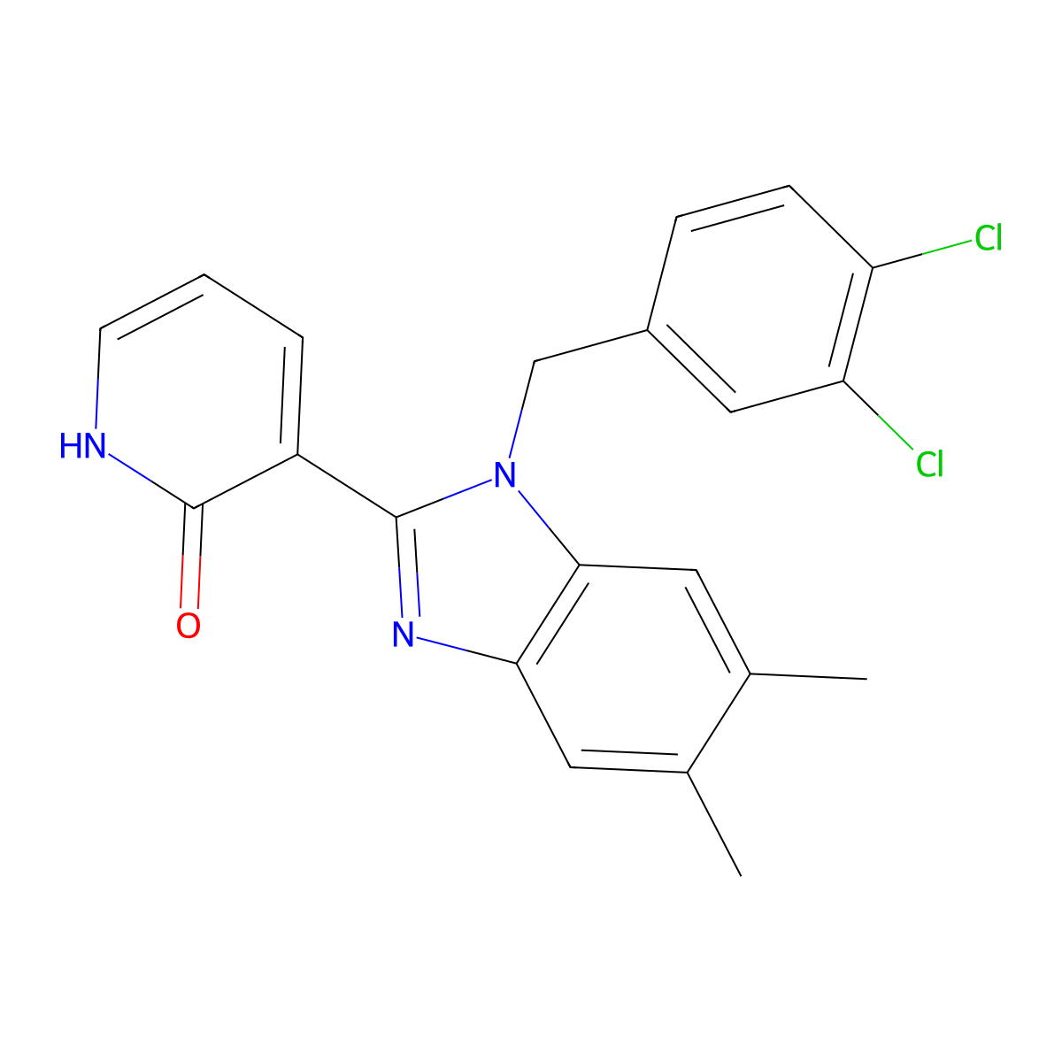 3-[1-(3,4-dichlorobenzyl)-5,6-dimethyl-1H-1,3-benzimidazol-2-yl]-2(1H)-pyridinone molecular structure, CAS 860787-81-1
