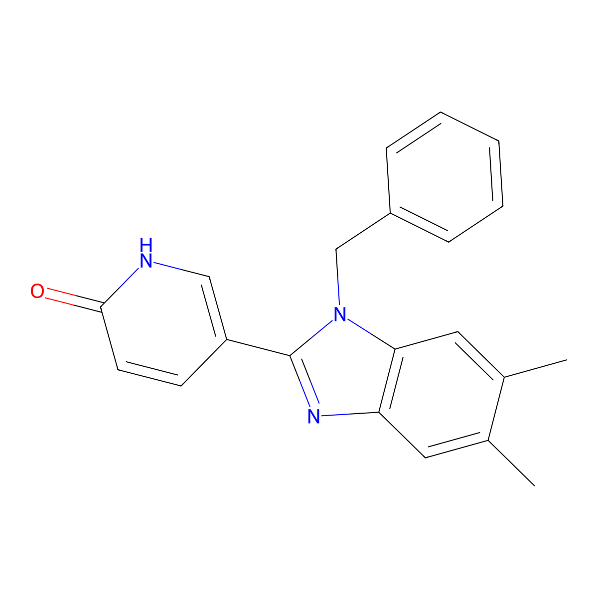 5-(1-benzyl-5,6-dimethyl-1H-1,3-benzimidazol-2-yl)-2(1H)-pyridinone molecular structure, CAS 860787-82-2
