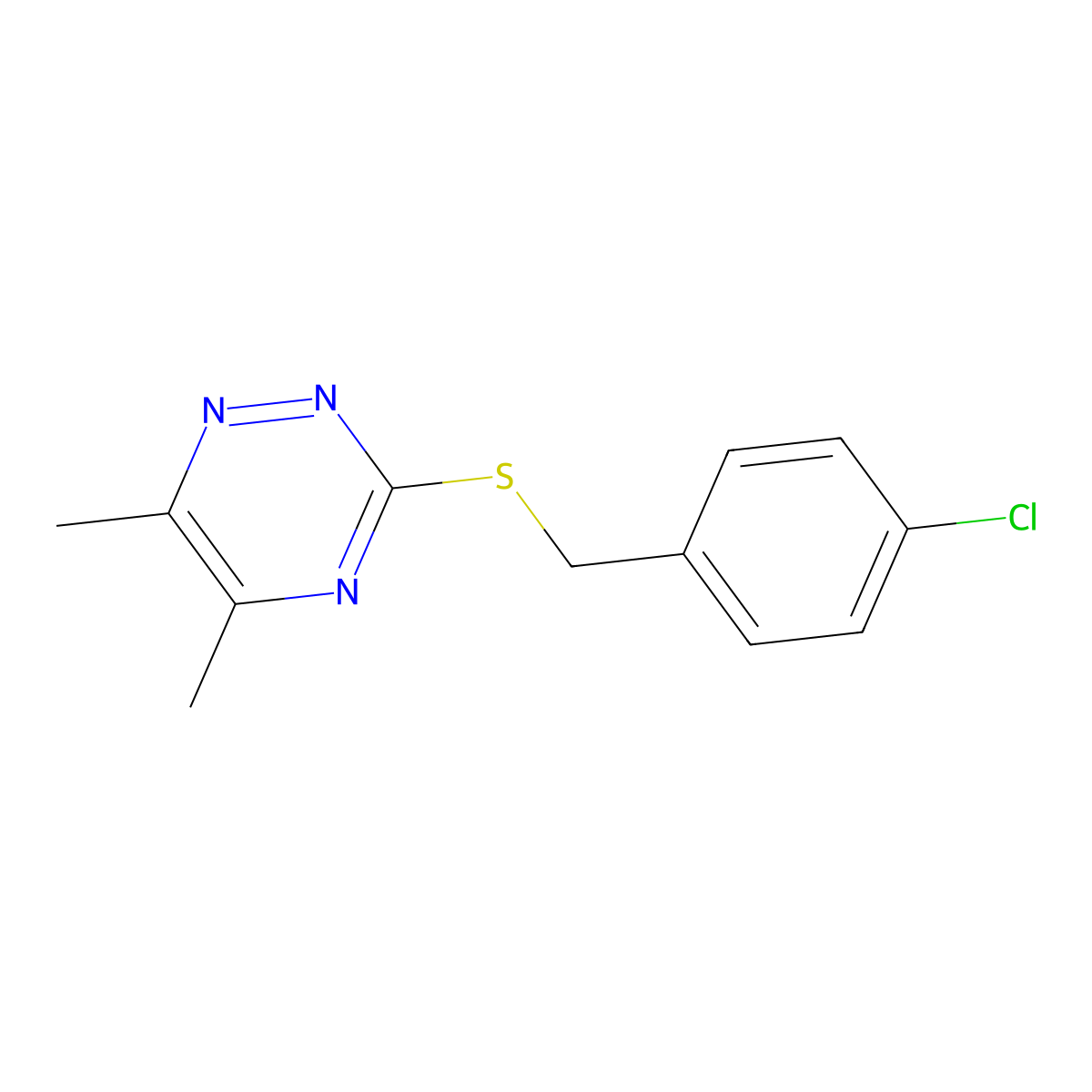 4-Chlorobenzyl 5,6-dimethyl-1,2,4-triazin-3-yl sulfide molecular structure, CAS 860787-90-2