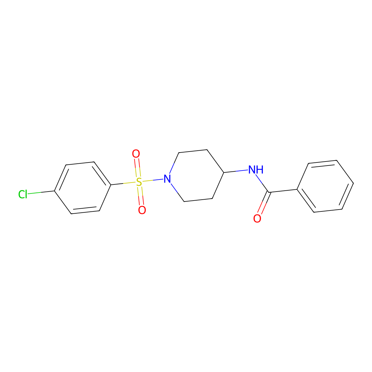 N-{1-[(4-chlorophenyl)sulfonyl]-4-piperidinyl}benzenecarboxamide molecular structure, CAS 860788-09-6