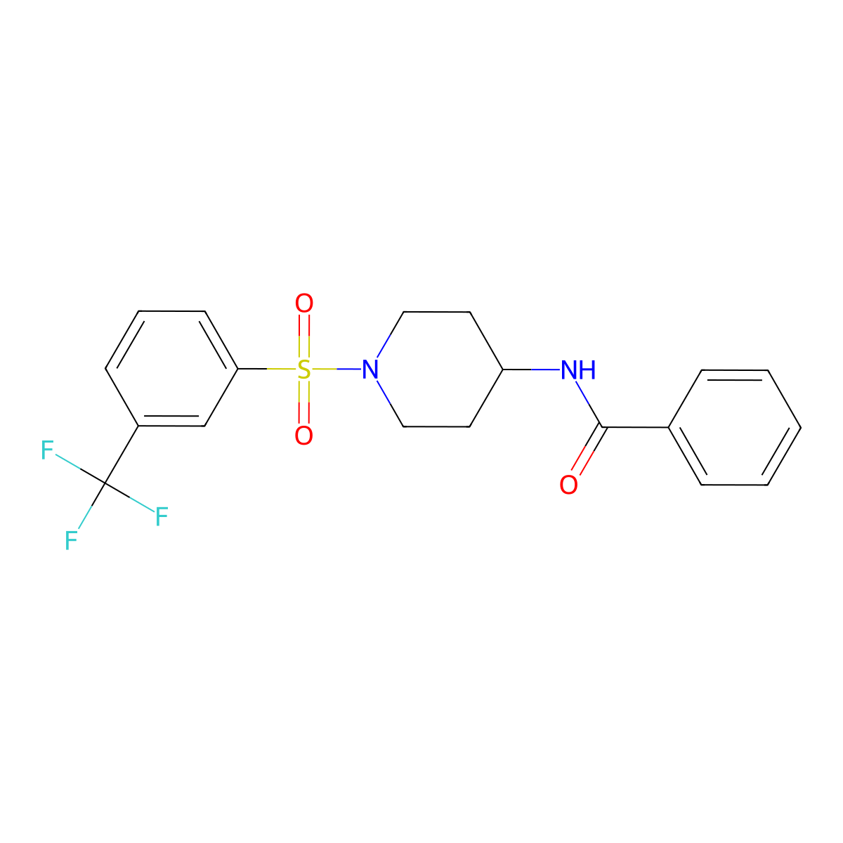N-(1-{[3-(trifluoromethyl)phenyl]sulfonyl}-4-piperidinyl)benzenecarboxamide molecular structure, CAS 860788-10-9
