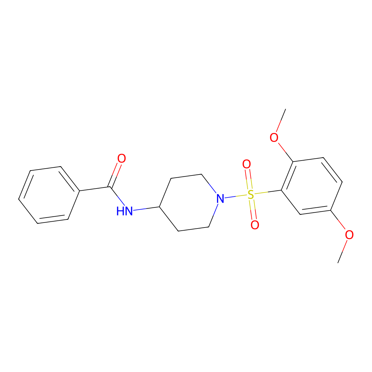 N-{1-[(2,5-dimethoxyphenyl)sulfonyl]-4-piperidinyl}benzenecarboxamide molecular structure, CAS 860788-11-0