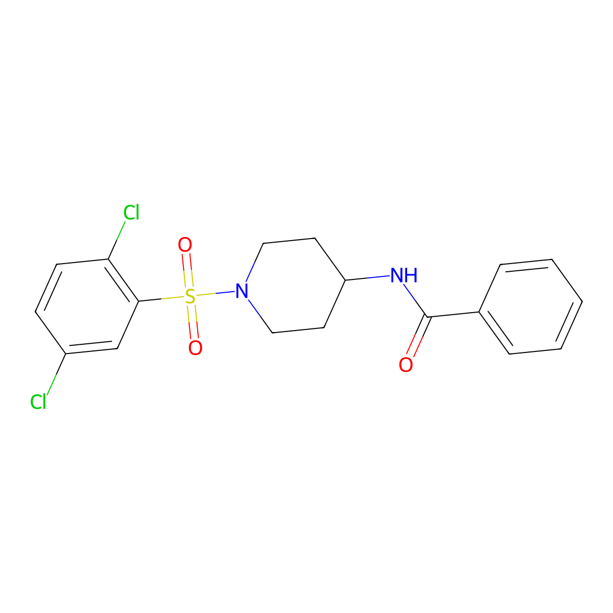 N-{1-[(2,5-dichlorophenyl)sulfonyl]-4-piperidinyl}benzenecarboxamide molecular structure, CAS 860788-13-2