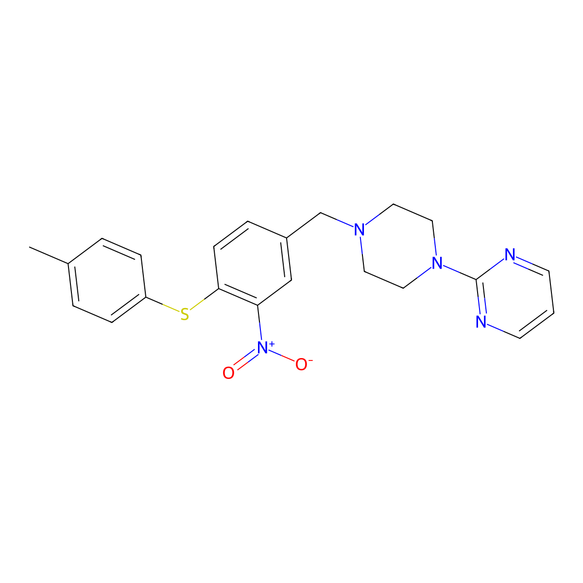 2-(4-{4-[(4-Methylphenyl)sulfanyl]-3-nitrobenzyl}piperazino)pyrimidine molecular structure, CAS 860788-15-4