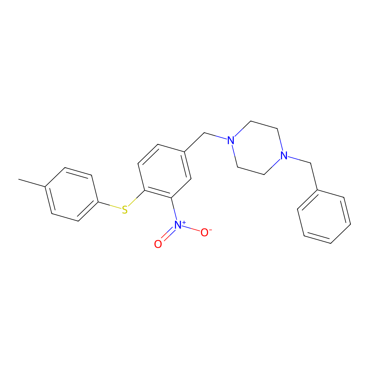 1-Benzyl-4-{4-[(4-methylphenyl)sulfanyl]-3-nitrobenzyl}piperazine molecular structure, CAS 860788-16-5