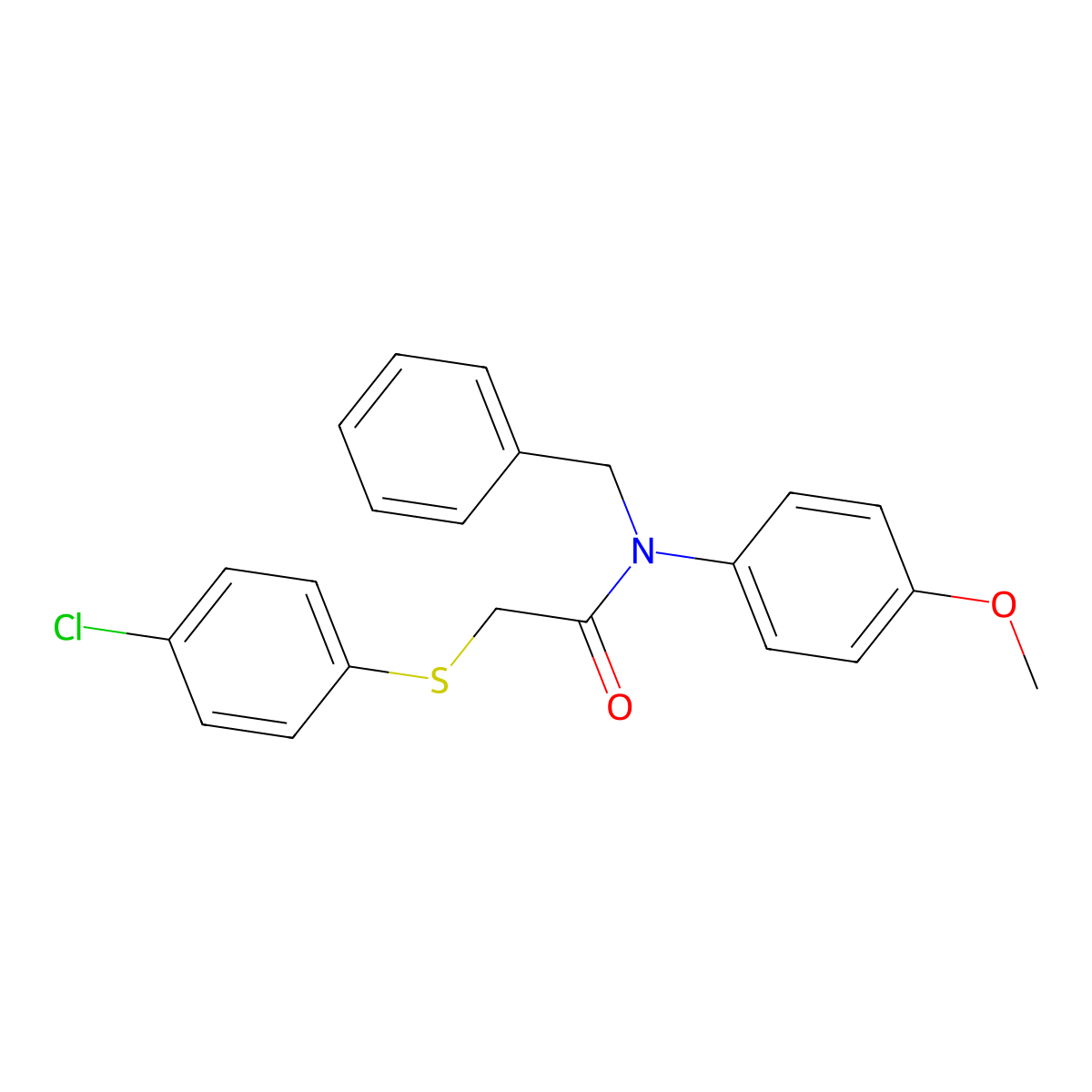 N-benzyl-2-[(4-chlorophenyl)sulfanyl]-N-(4-methoxyphenyl)acetamide molecular structure, CAS 860788-18-7