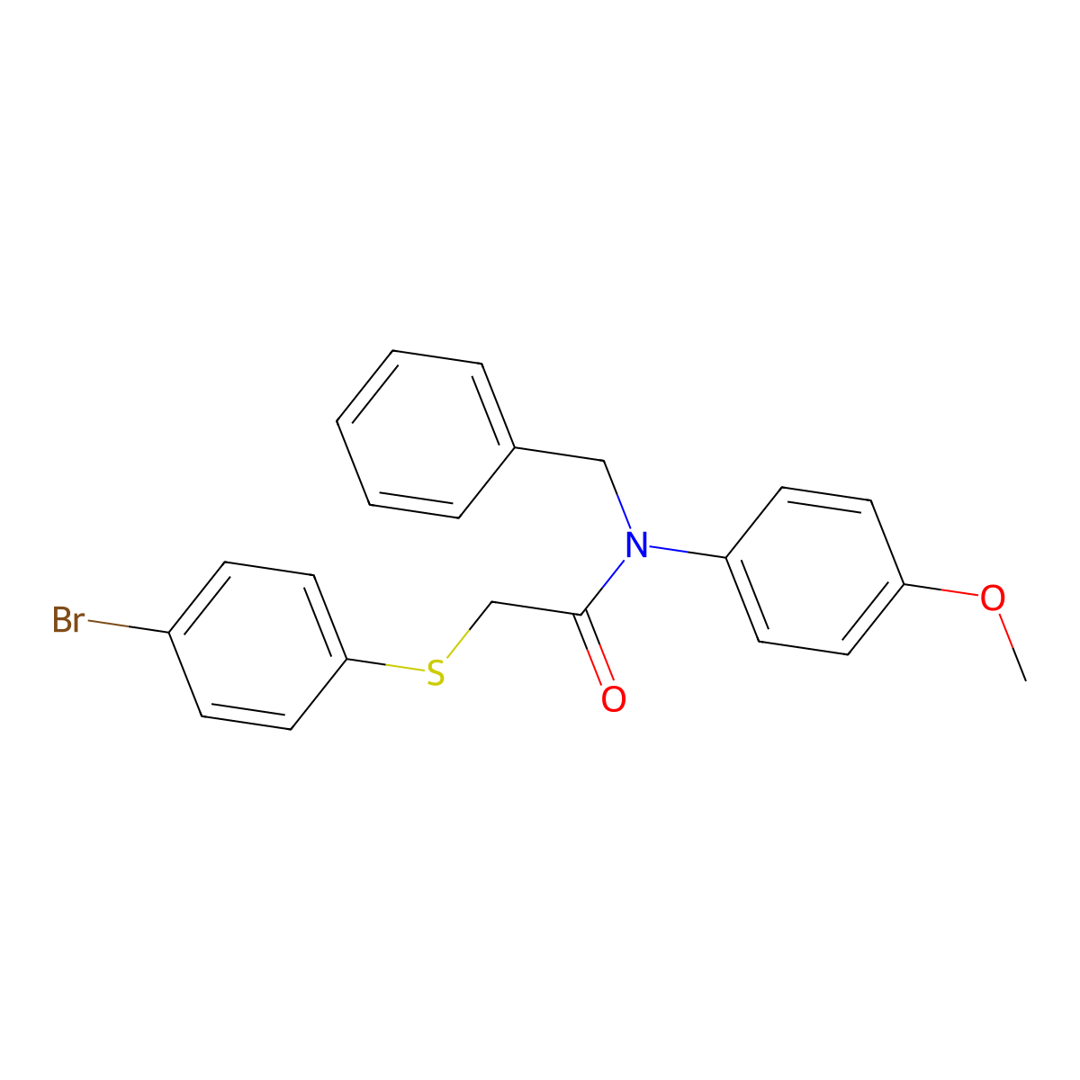 N-benzyl-2-[(4-bromophenyl)sulfanyl]-N-(4-methoxyphenyl)acetamide molecular structure, CAS 860788-19-8
