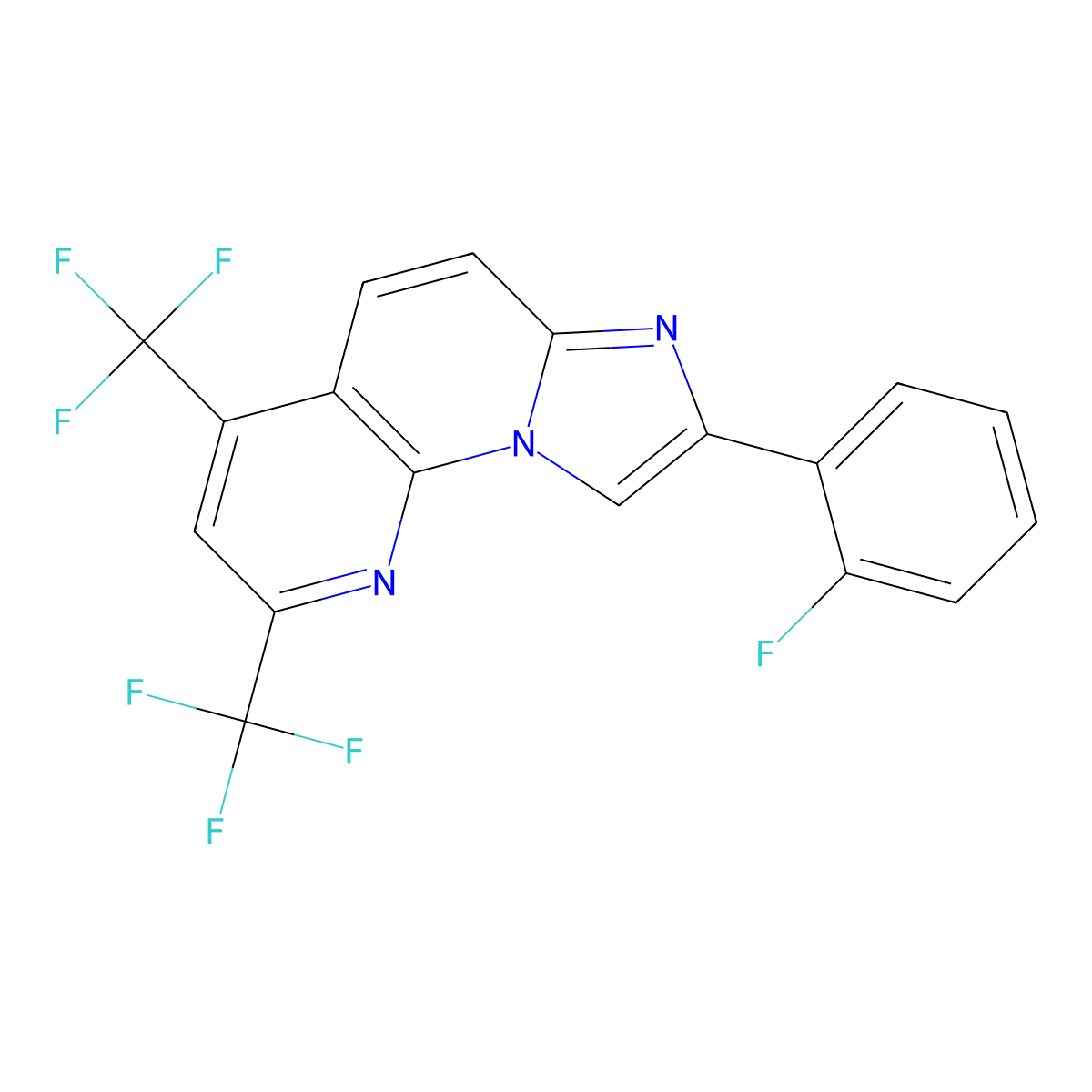 8-(2-Fluorophenyl)-2,4-bis(trifluoromethyl)imidazo[1,2-a][1,8]naphthyridine molecular structure, CAS 860788-42-7