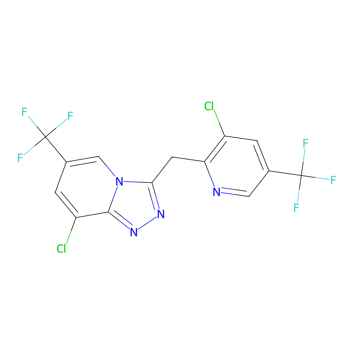 8-Chloro-3-{[3-chloro-5-(trifluoromethyl)-2-pyridinyl]methyl}-6-(trifluoromethyl)[1,2,4]triazolo[4,3-a]pyridine molecular structure, CAS 860788-54-1