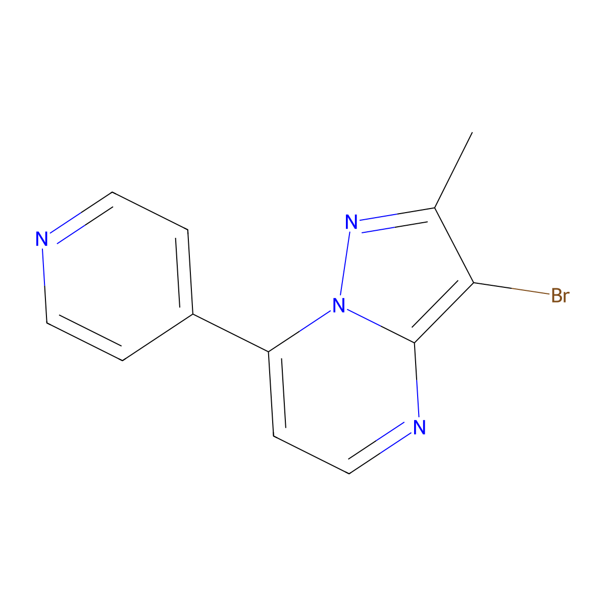 3-Bromo-2-methyl-7-(4-pyridinyl)pyrazolo[1,5-a]pyrimidine molecular structure, CAS 860788-55-2