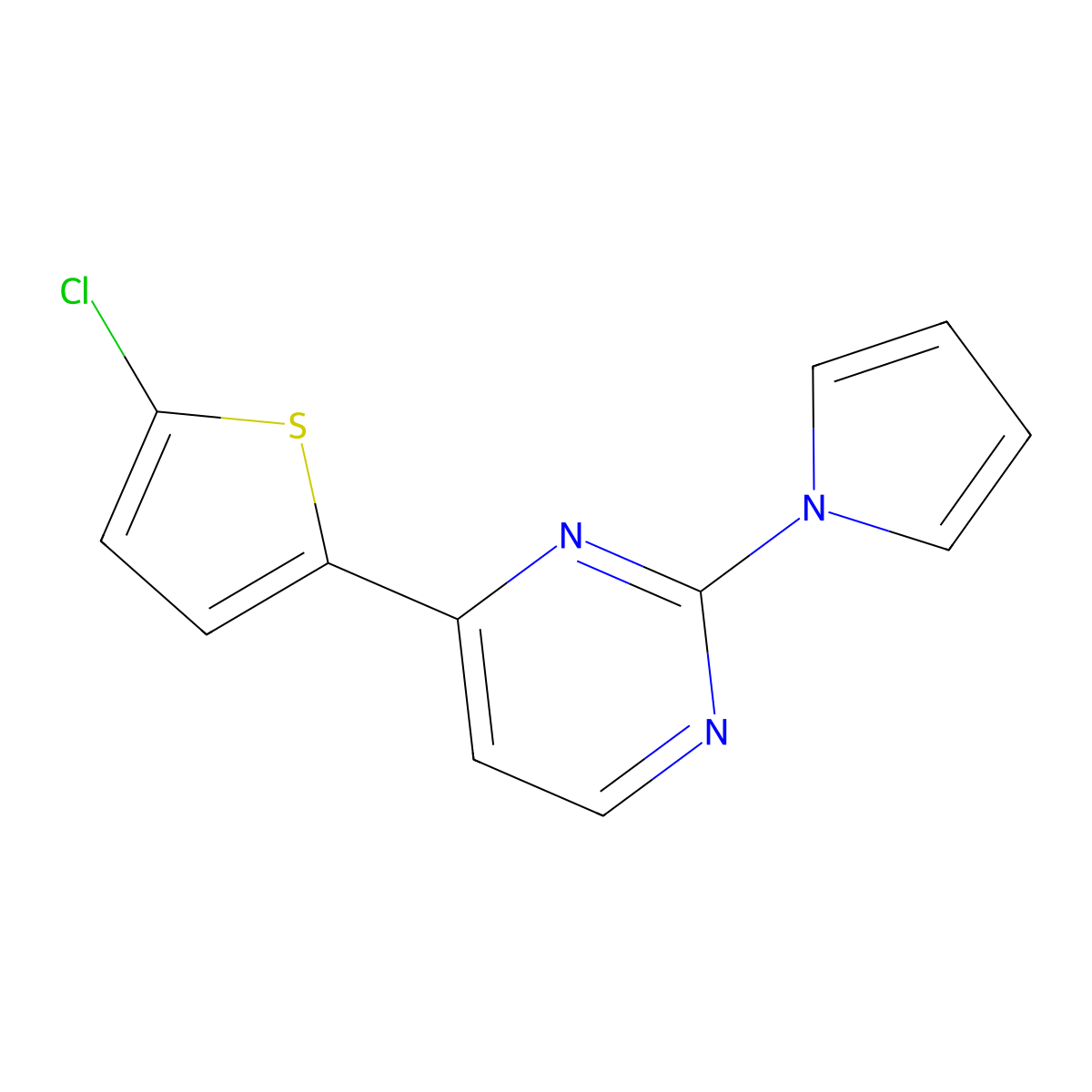 4-(5-chloro-2-thienyl)-2-(1H-pyrrol-1-yl)pyrimidine molecular structure, CAS 860788-63-2