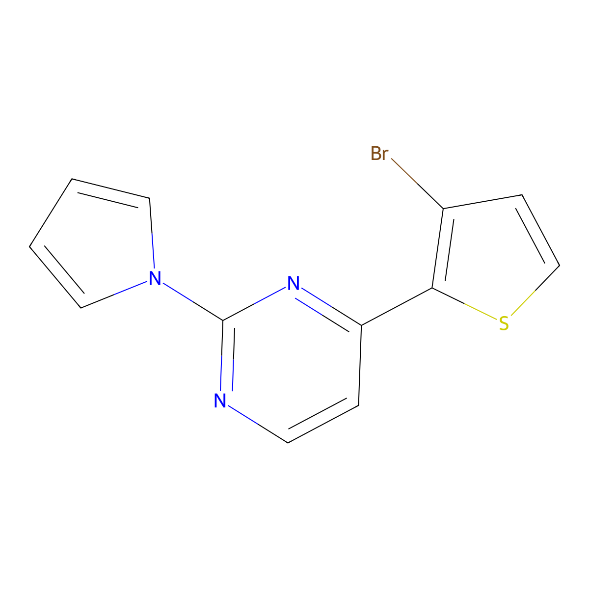 4-(3-bromo-2-thienyl)-2-(1H-pyrrol-1-yl)pyrimidine molecular structure, CAS 860788-64-3