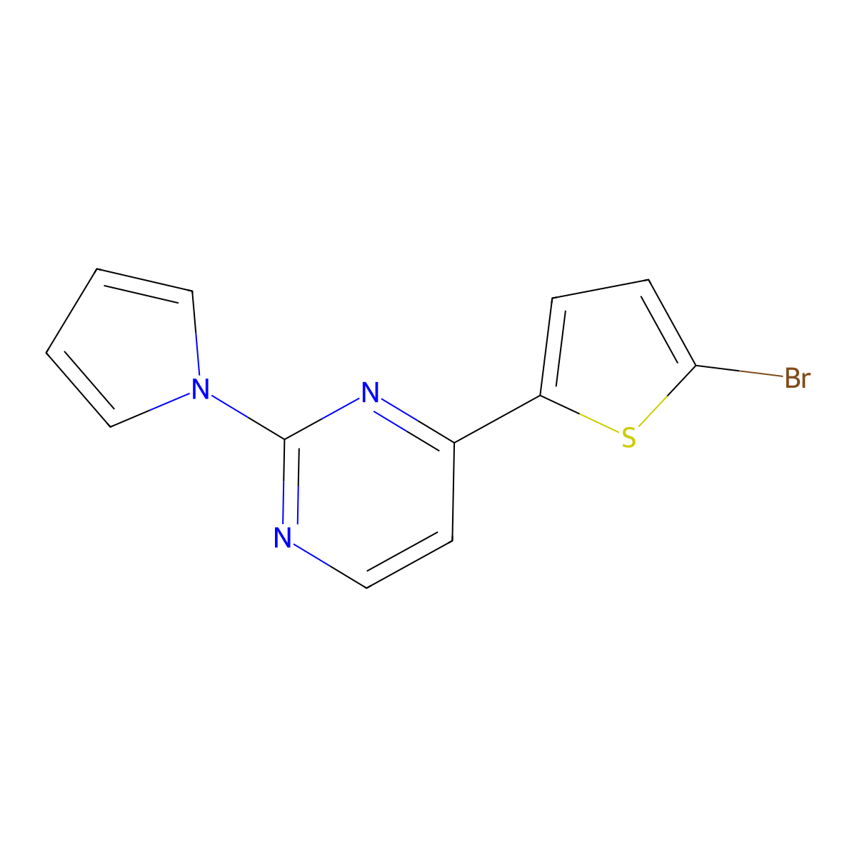 4-(5-bromo-2-thienyl)-2-(1H-pyrrol-1-yl)pyrimidine molecular structure, CAS 860788-65-4