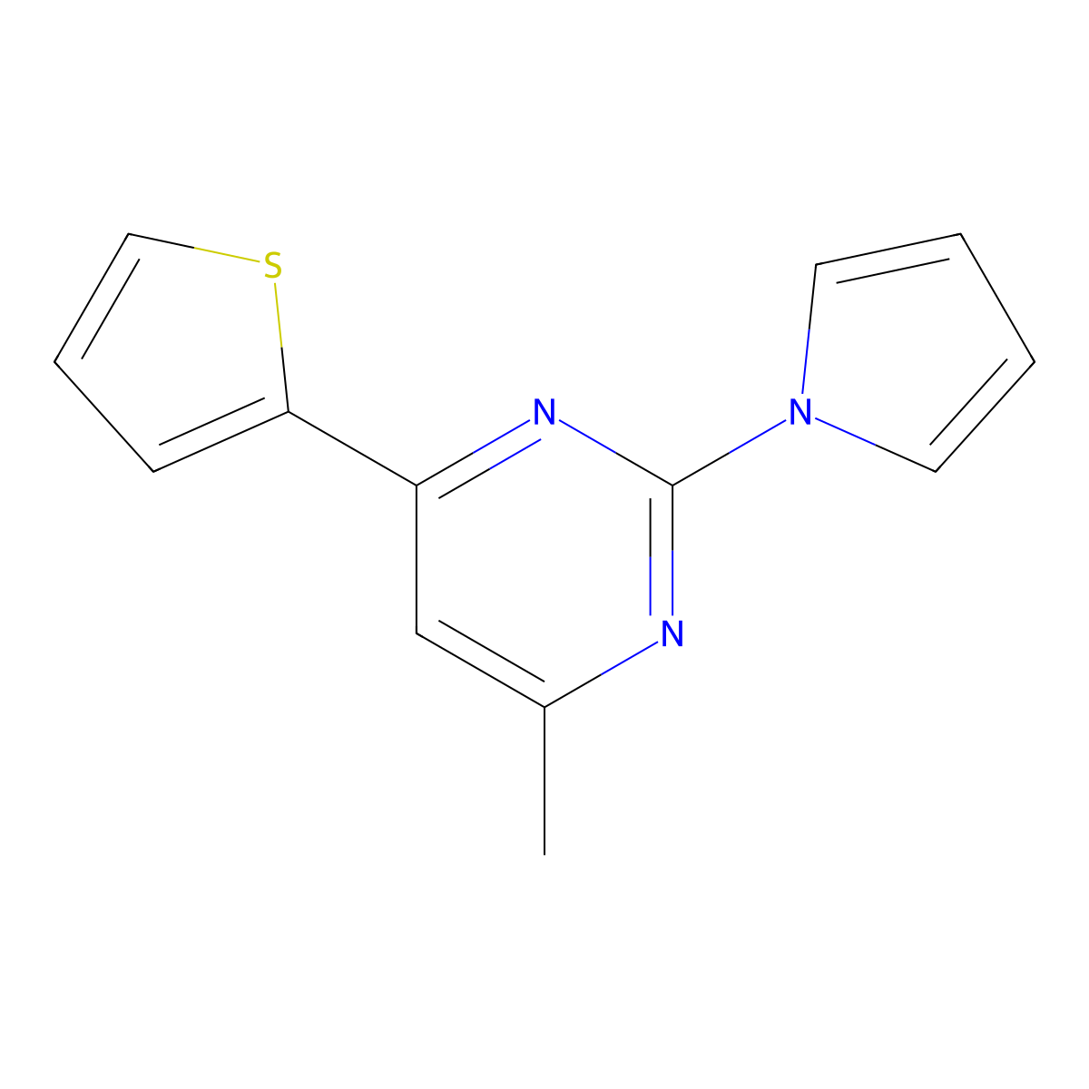 4-Methyl-2-(1H-pyrrol-1-yl)-6-thien-2-ylpyrimidine molecular structure, CAS 860788-67-6