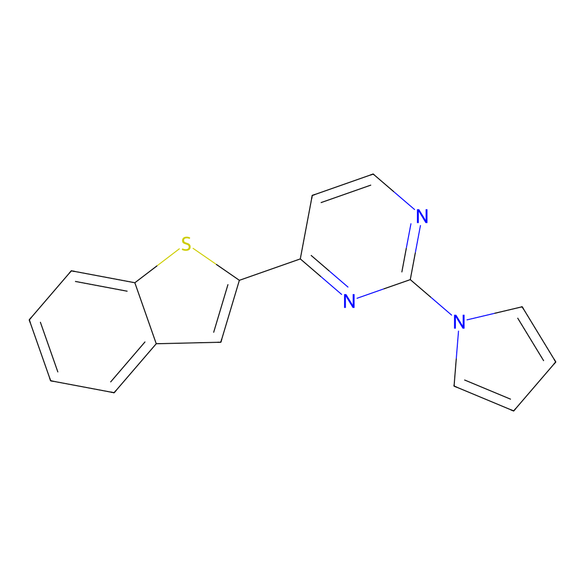 4-(1-benzothiophen-2-yl)-2-(1H-pyrrol-1-yl)pyrimidine molecular structure, CAS 860788-68-7