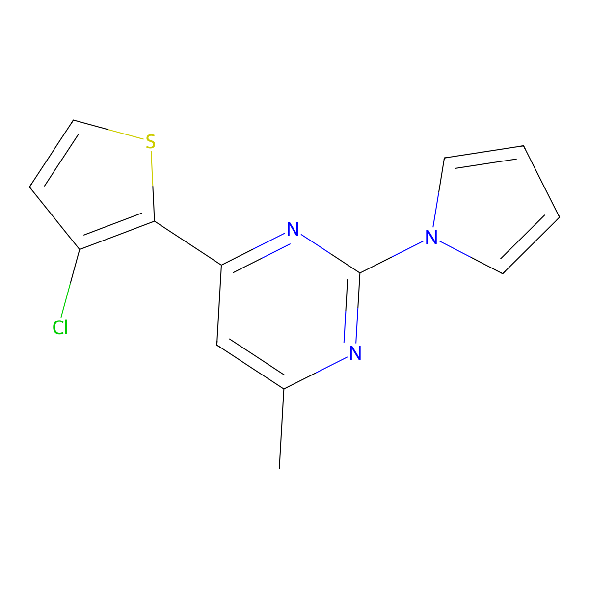 4-(3-chloro-2-thienyl)-6-methyl-2-(1H-pyrrol-1-yl)pyrimidine molecular structure, CAS 860788-69-8
