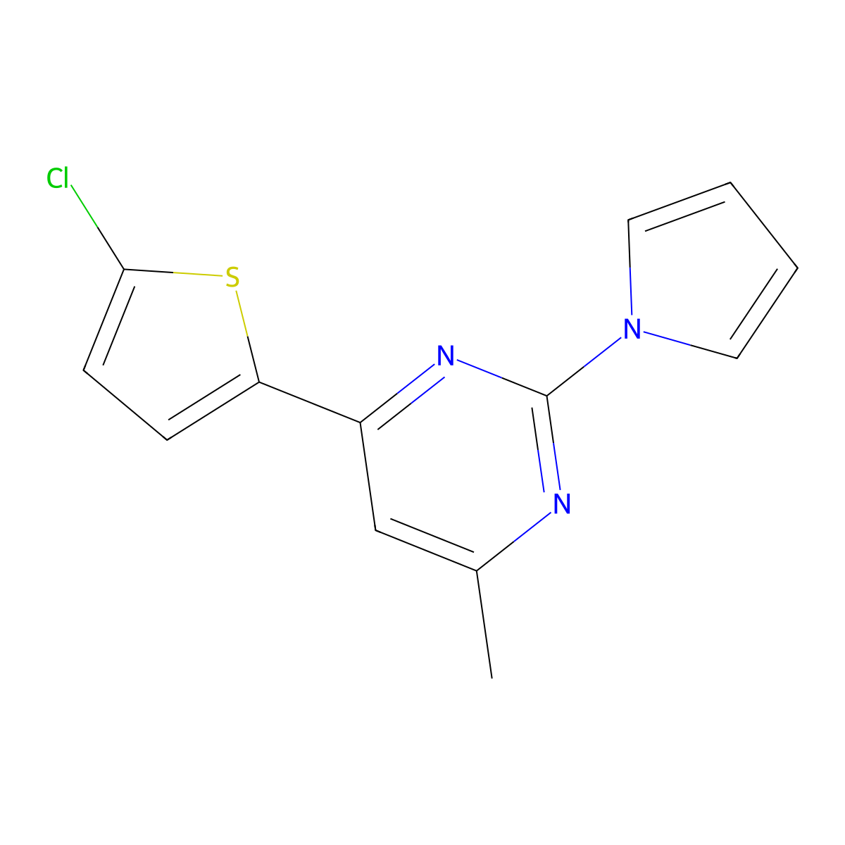 4-(5-chloro-2-thienyl)-6-methyl-2-(1H-pyrrol-1-yl)pyrimidine molecular structure, CAS 860788-70-1