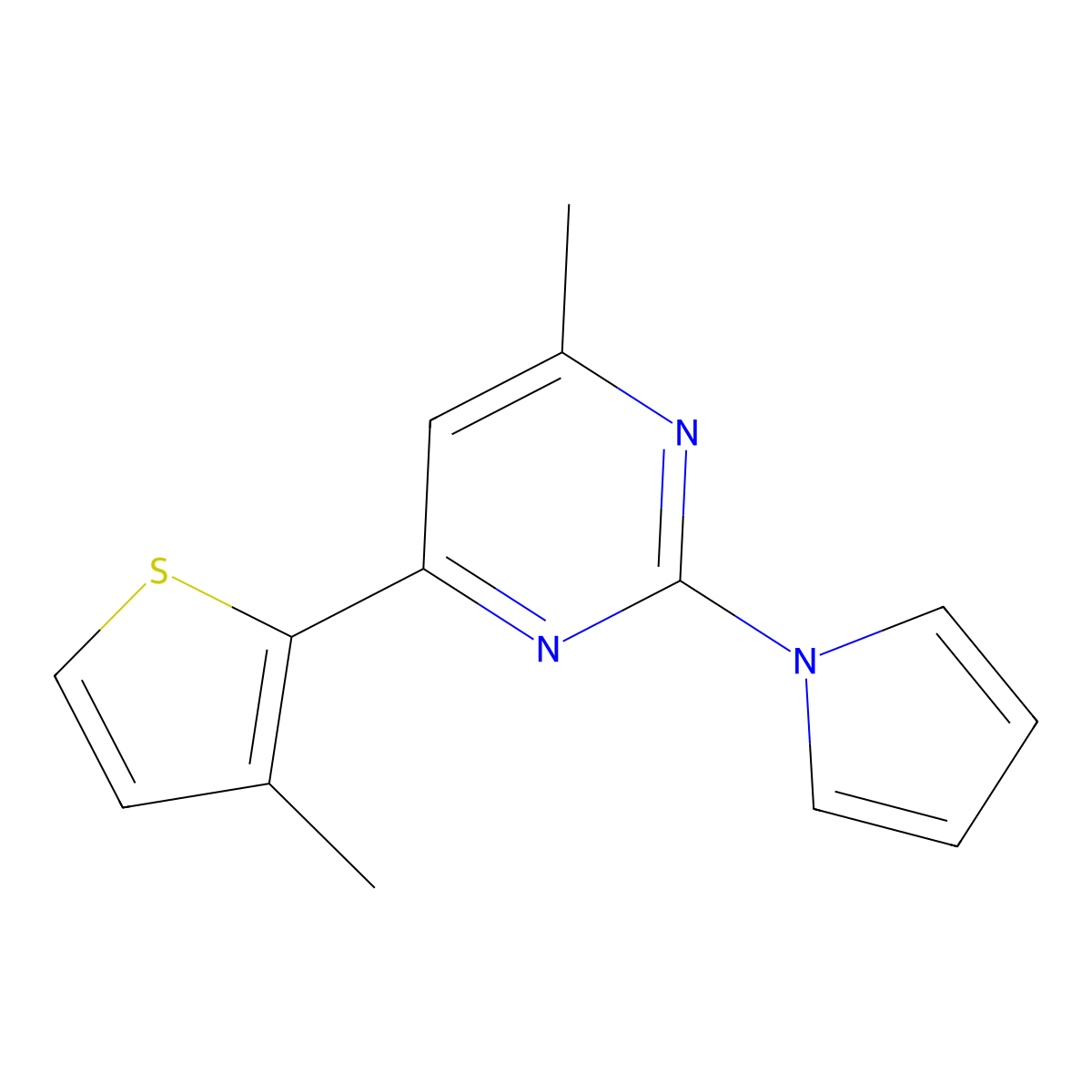 4-methyl-6-(3-methyl-2-thienyl)-2-(1H-pyrrol-1-yl)pyrimidine molecular structure, CAS 860788-71-2
